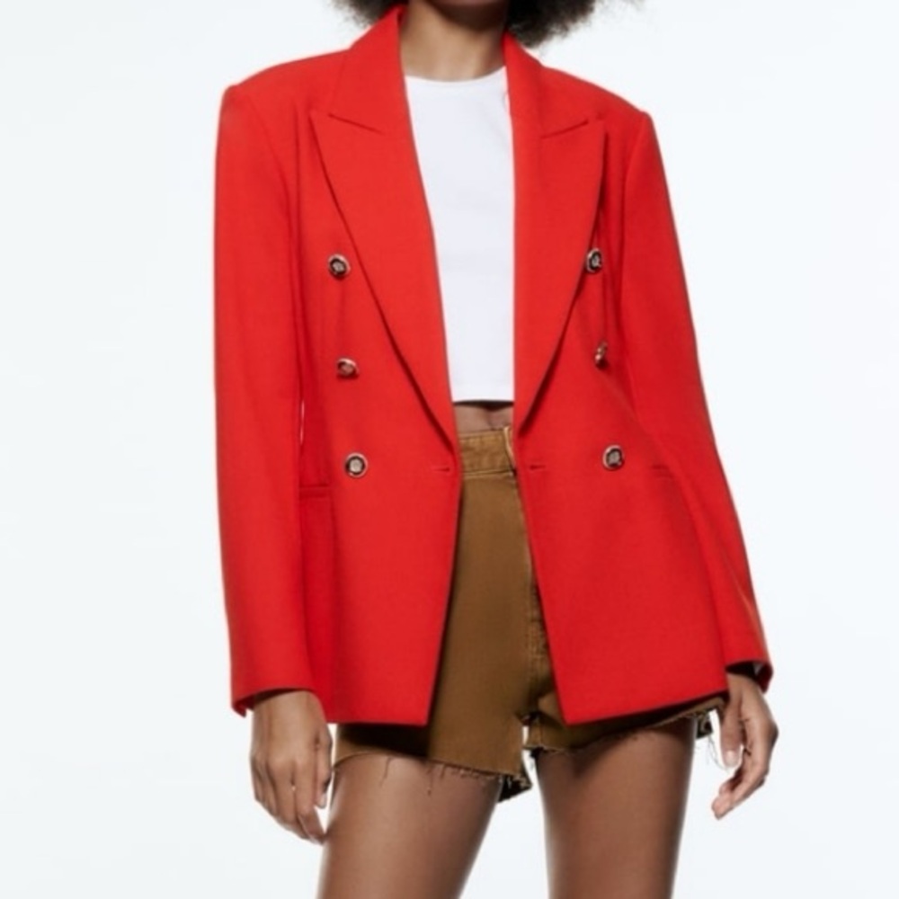 Women's Red Double-Breasted Blazer
